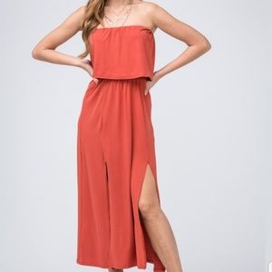 Off Shoulder Midi Dress - Rust sizes S,M,L